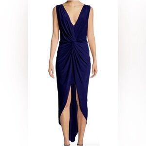 NWT Misa Los Angeles Leza Maxi Draped Dress in Navy